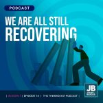 Season 7 Episode 14: We Are Still Recovering, shows a person propping up pillars that are beginning to fall.