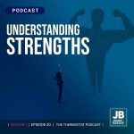 Season 7 Episode 20: Understanding Strengths. A small figure with a large muscular shadow in front of them.