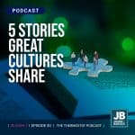 Season 7 Episode 43: 5 Stories Great Cultures Share. Image of 5 people on a puzzle peace on top of an open book.