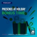Season 7 Episode 50: Presence at Holiday Bonus Time. Shows an open gift box filled with cash