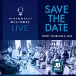 Season 8 Episode 13: SAVE THE DATE for ThermostatCulturesLive.com 11.8.24! Image of the event in a packed house in Columbus Ohio with Shane Battier speaking with Jason Barger
