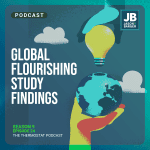 Season 9 Episode 24: Global Flourishing Study Findings. Image of hand holding a globe with a lightbulb held by another hand trying to put it together.